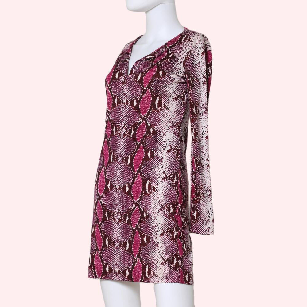 Diane Von Furstenberg Pink Silk Python Snake Anim… - image 3
